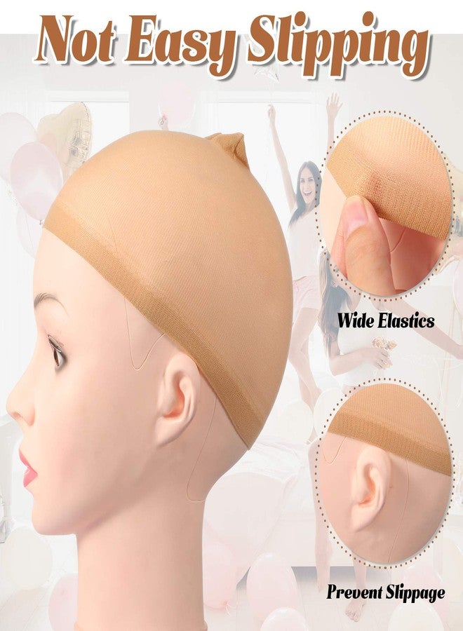 Chuangdi 100 Pcs Elastic Medium Nude Wig Caps Stretchy Nylon Stocking Caps for Women Cosplay(Beige and Natural Nude) - Image 4